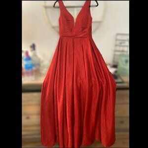 Red Glitter Ball Gown Dress
